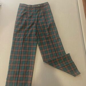 Forrest green plaid handmade vintage 80’s slacks medium fit